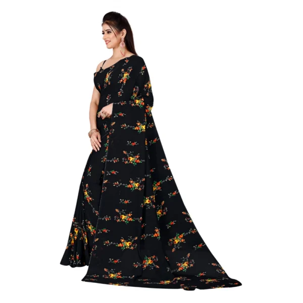 Women's Georgette Saree With Out Blouse (Black, 5-6 Mtrs)
