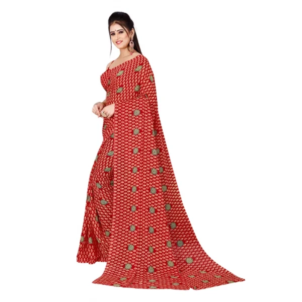 Women's Georgette Saree With Out Blouse (Red, 5-6 Mtrs)
