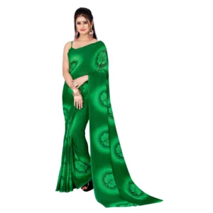 Women's Georgette Saree With Out Blouse (Green, 5-6 Mtrs)