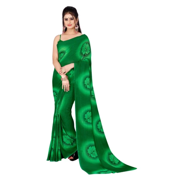 Women's Georgette Saree With Out Blouse (Green, 5-6 Mtrs)