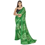 Women's Georgette Saree With Out Blouse (Green, 5-6 Mtrs)