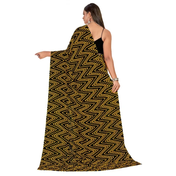 Women's Georgette Saree With Out Blouse (Mustard, 5-6 Mtrs)
