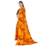 Women's Georgette Saree With Out Blouse (Yellow, 5-6 Mtrs)