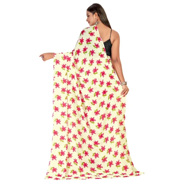 Women's Georgette Saree With Out Blouse (Pink, 5-6 Mtrs)