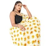 Women's Georgette Saree With Out Blouse (Mustard, 5-6 Mtrs)