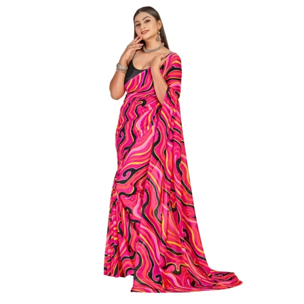 Women's Georgette Saree With Out Blouse (Pink, 5-6 Mtrs)