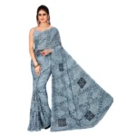Women's Georgette Saree With Out Blouse (Grey, 5-6 Mtrs)