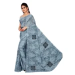 Women's Georgette Saree With Out Blouse (Grey, 5-6 Mtrs)