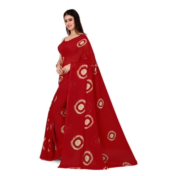 Women's Georgette Saree With Out Blouse (Maroon, 5-6 Mtrs)
