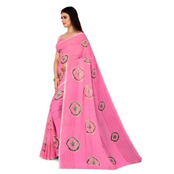 Women's Georgette Saree With Out Blouse (Pink, 5-6 Mtrs)