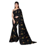Women's Georgette Saree With Out Blouse (Black, 5-6 Mtrs)