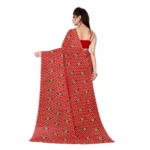 Women's Georgette Saree With Out Blouse (Red, 5-6 Mtrs)