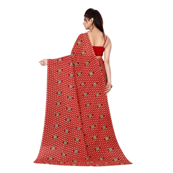 Women's Georgette Saree With Out Blouse (Red, 5-6 Mtrs)