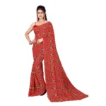 Women's Georgette Saree With Out Blouse (Red, 5-6 Mtrs)