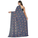 Women's Georgette Saree With Out Blouse (Navy Blue, 5-6 Mtrs)