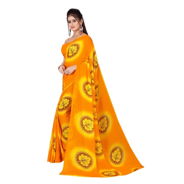 Women's Georgette Saree With Out Blouse (Orange, 5-6 Mtrs)