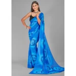 Women's Georgette Saree With Out Blouse (Blue, 5-6 Mtrs)