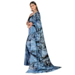 Women's Georgette Saree With Out Blouse (Light Blue, 5-6 Mtrs)