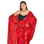 Women's Georgette Saree With Out Blouse (Red, 5-6 Mtrs)