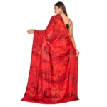 Women's Georgette Saree With Out Blouse (Red, 5-6 Mtrs)
