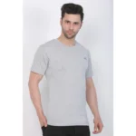 Men's Cotton Jersey Round Neck Plain Tshirt (Grey Melange)