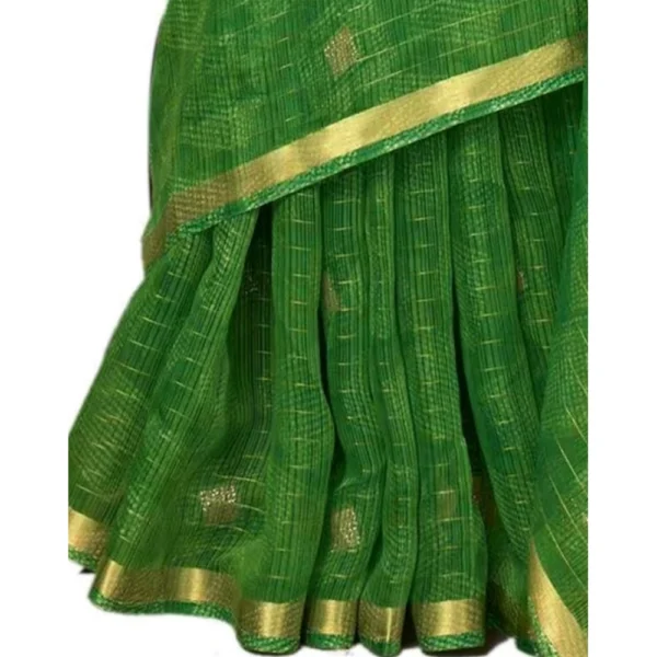 Women's Cotton Printed Saree With Blouse (Green, 5-6 Mtrs)