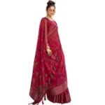 Women's Cotton Geomatric Printed Saree With Blouse (Magenta, 5-6 Mtrs)
