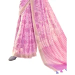 Women's Cotton Floral Printed Saree With Blouse (Light Purple, 5-6 Mtrs)