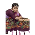 Women's Cotton Floral Pattern Foil Printed Saree With Blouse (Light Purple, 5-6 Mtrs)