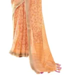 Women's Cotton Floral Printed Saree With Blouse (Peach, 5-6 Mtrs)