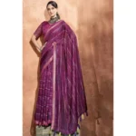 Women's Cotton Printed Saree With Blouse (Purple, 5-6 Mtrs)