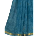 Women's Cotton Printed Saree With Blouse (Blue, 5-6 Mtrs)