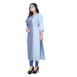 Women's Cotton Digital Print Straight Kurti (Light Blue)