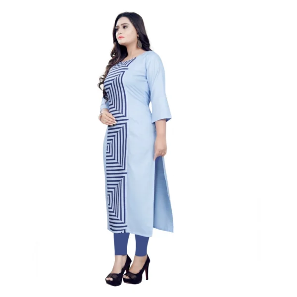 Women's Cotton Digital Print Straight Kurti (Light Blue)