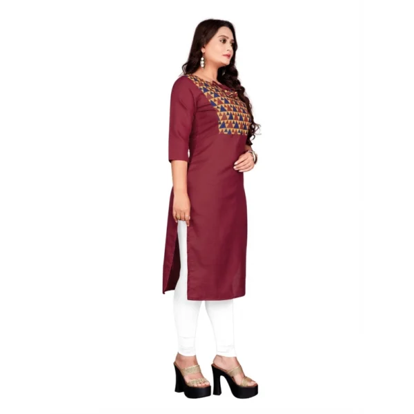 Women's Cotton Printed Straight Kurti (Maroon)
