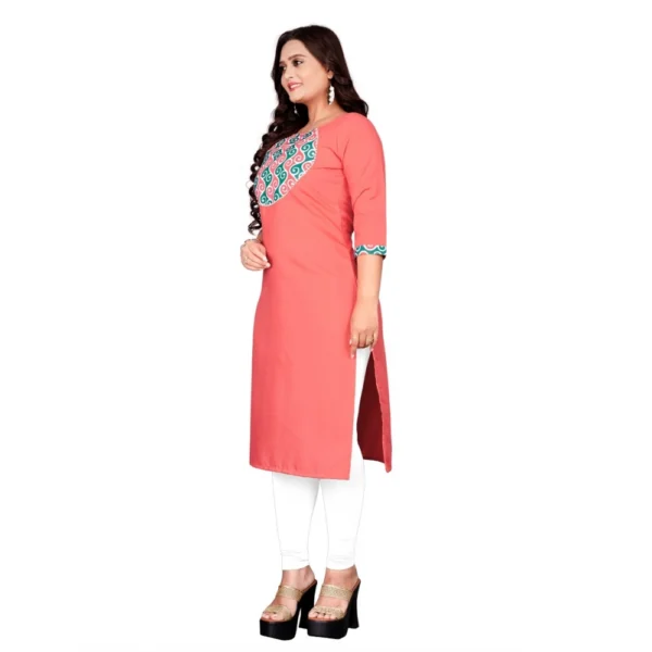 Women's Cotton Printed Straight Kurti (Peach)