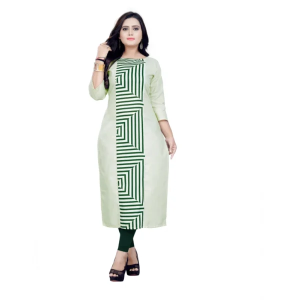 Women's Cotton Digital Print Straight Kurti (Light Green)