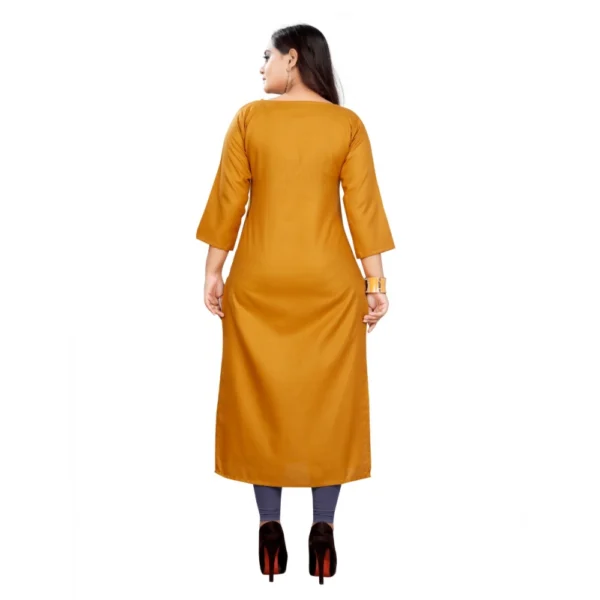 Women's Cotton Digital Print Straight Kurti (Mustard Yellow)