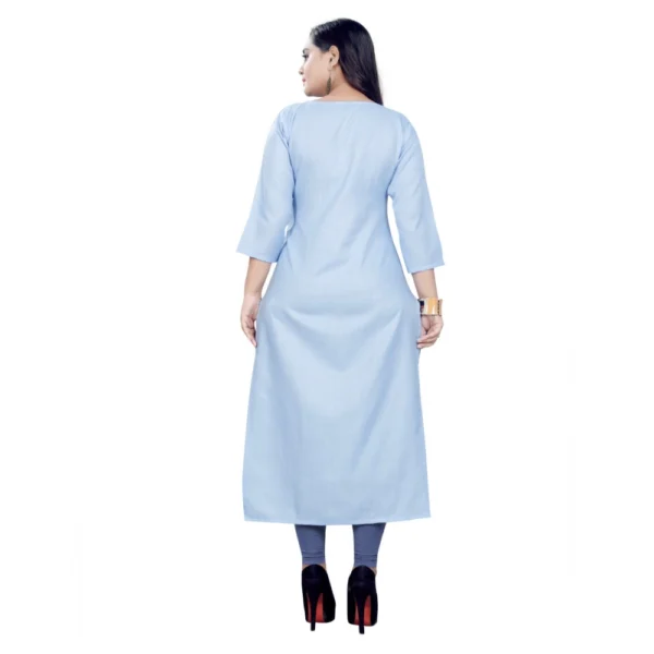 Women's Cotton Digital Print Straight Kurti (Light Blue)