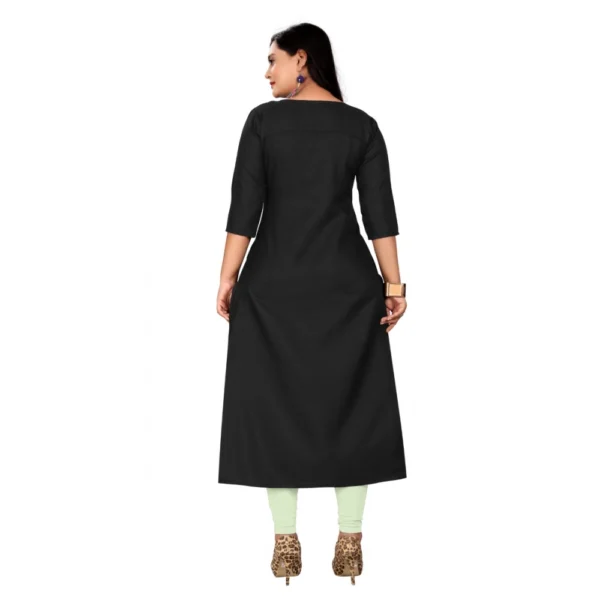 Women's Cotton Embroidery Straight Kurti (Black)