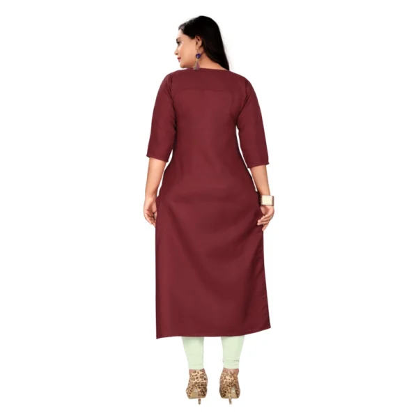 Women's Cotton Embroidery Straight Kurti (Maroon)