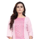 Women's Cotton Digital Print Straight Kurti (Light Pink)