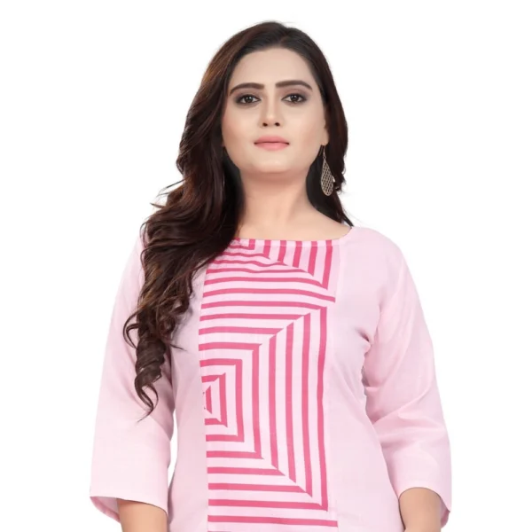 Women's Cotton Digital Print Straight Kurti (Light Pink)