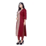 Women's Cotton Digital Print Straight Kurti (Maroon)