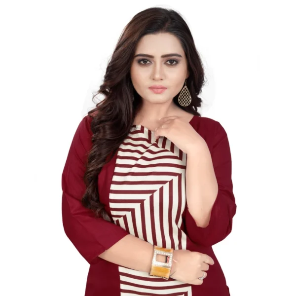 Women's Cotton Digital Print Straight Kurti (Maroon)