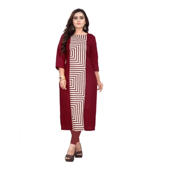 Women's Cotton Digital Print Straight Kurti (Maroon)