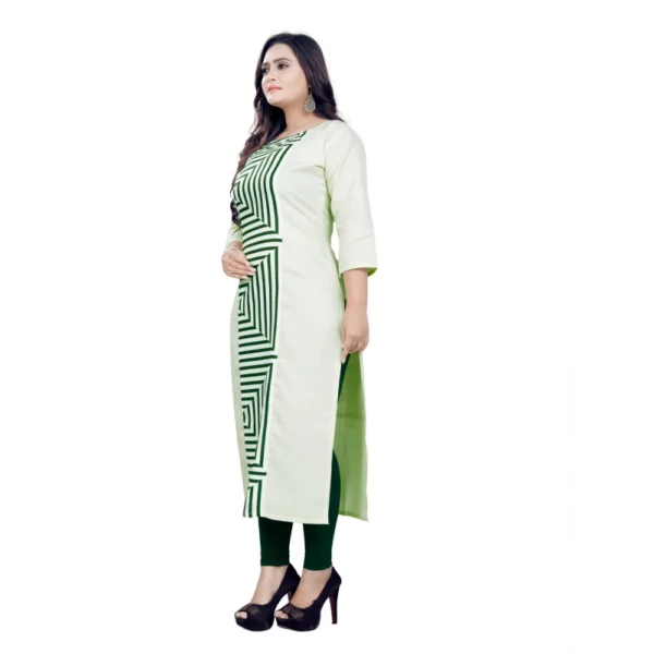 Women's Cotton Digital Print Straight Kurti (Light Green)