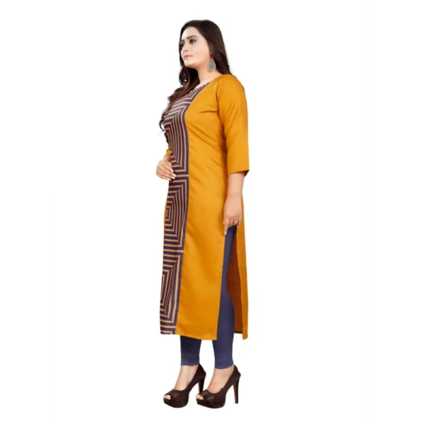 Women's Cotton Digital Print Straight Kurti (Mustard Yellow)