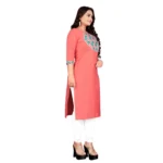 Women's Cotton Printed Straight Kurti (Peach)