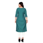 Women's Cotton Printed Straight Kurti (Turquoise Green)